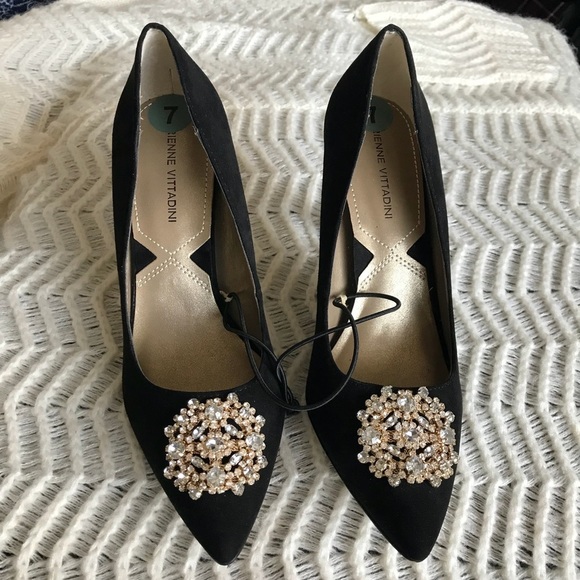 Adrienne Vittadini Jewel Encrusted Heel Pumps New - Picture 3 of 8
